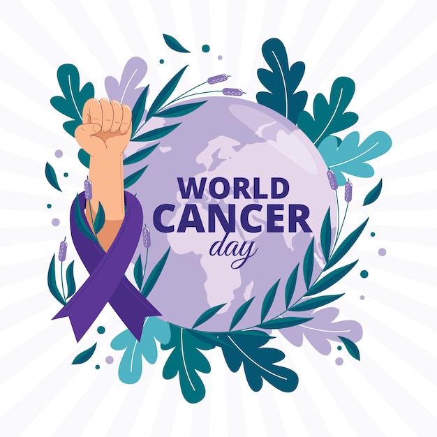 Vector gratuito ilustración plana del día mundial del cáncer