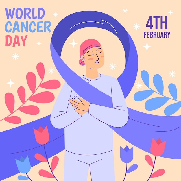 Vector gratuito ilustración plana del día mundial del cáncer