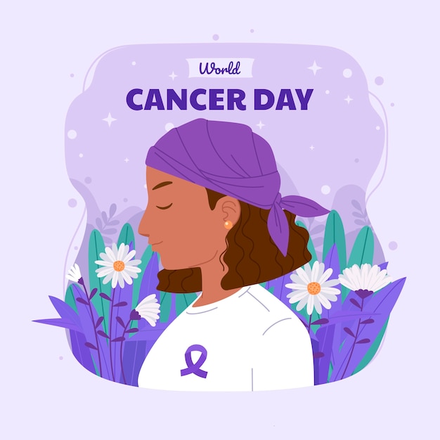 Vector gratuito ilustración plana del día mundial del cáncer