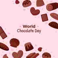 Vector gratuito ilustración plana del día mundial del chocolate con golosinas de chocolate