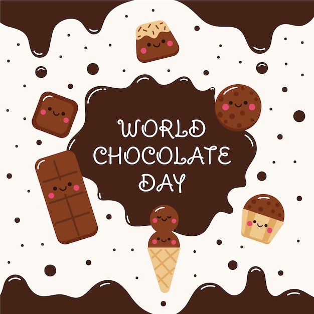 Vector gratuito ilustración plana del día mundial del chocolate