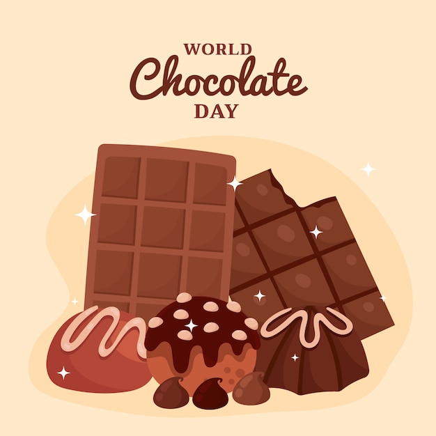 Ilustración plana del día mundial del chocolate