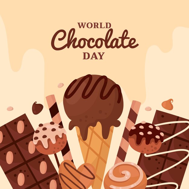 Ilustración plana del día mundial del chocolate