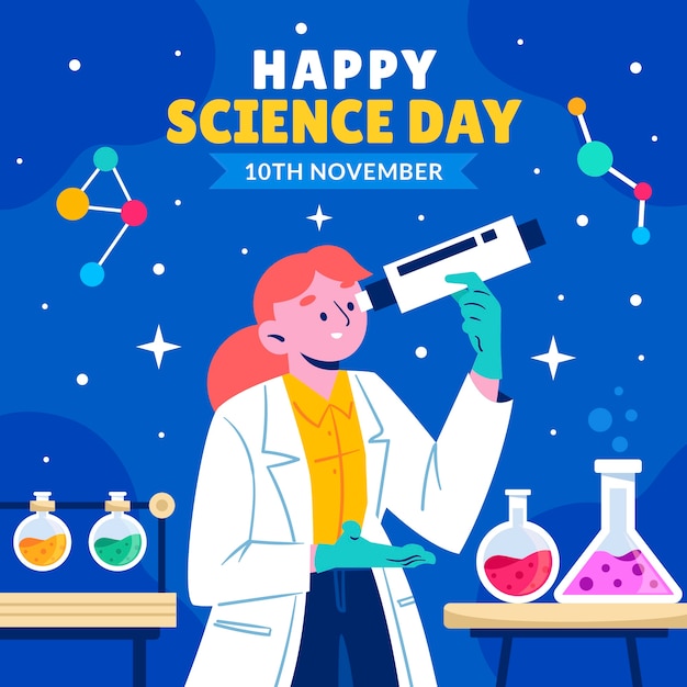 Vector gratuito ilustración plana del día mundial de la ciencia