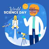 Vector gratuito ilustración plana del día mundial de la ciencia