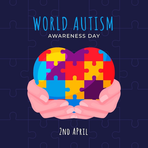 Vector gratuito ilustración plana del día mundial de la concienciación sobre el autismo con piezas de rompecabezas