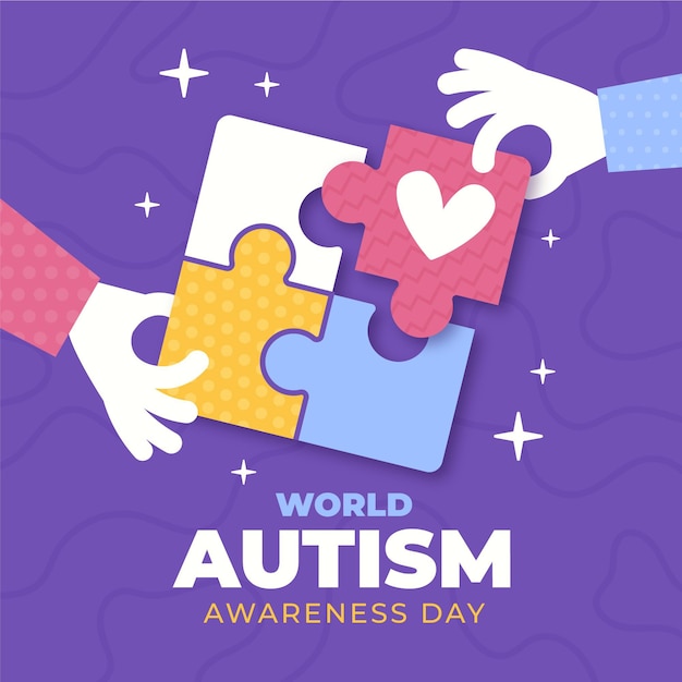 Ilustración plana del día mundial de la concienciación sobre el autismo