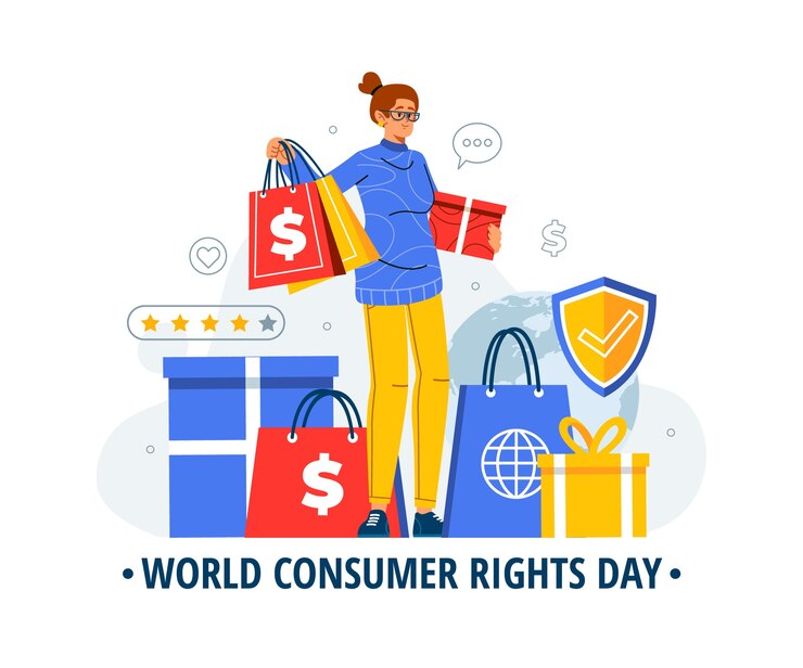 Vector gratuito ilustración plana del día mundial de los derechos del consumidor