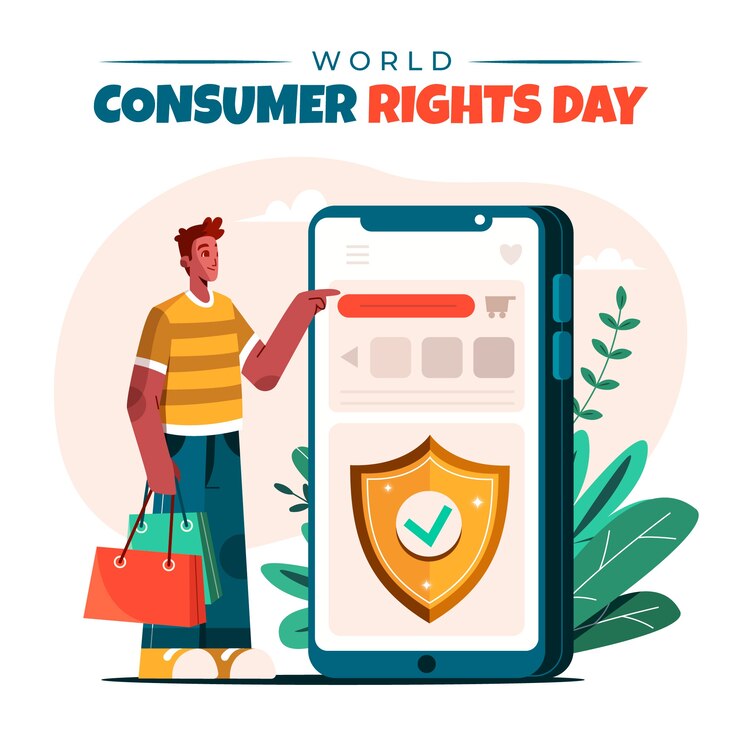 Vector gratuito ilustración plana del día mundial de los derechos del consumidor