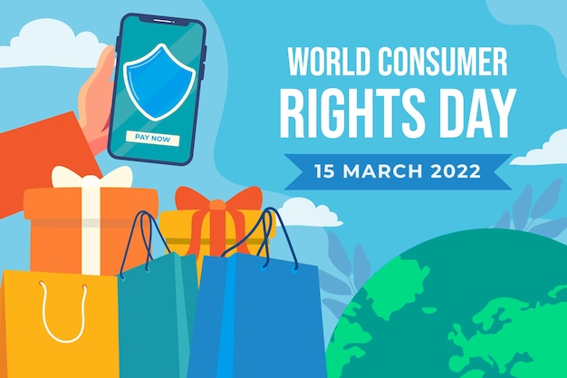 Vector gratuito ilustración plana del día mundial de los derechos del consumidor