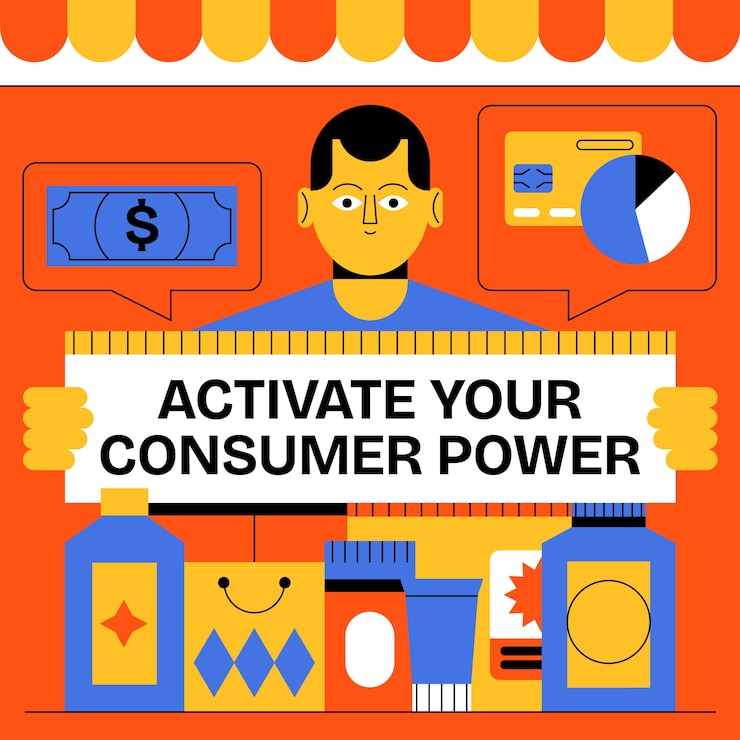 Vector gratuito ilustración plana para el día mundial de los derechos del consumidor.