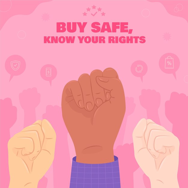 Ilustración plana para el día mundial de los derechos del consumidor.