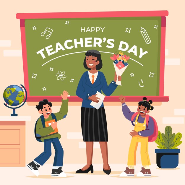 Ilustración plana para el día mundial del docente.
