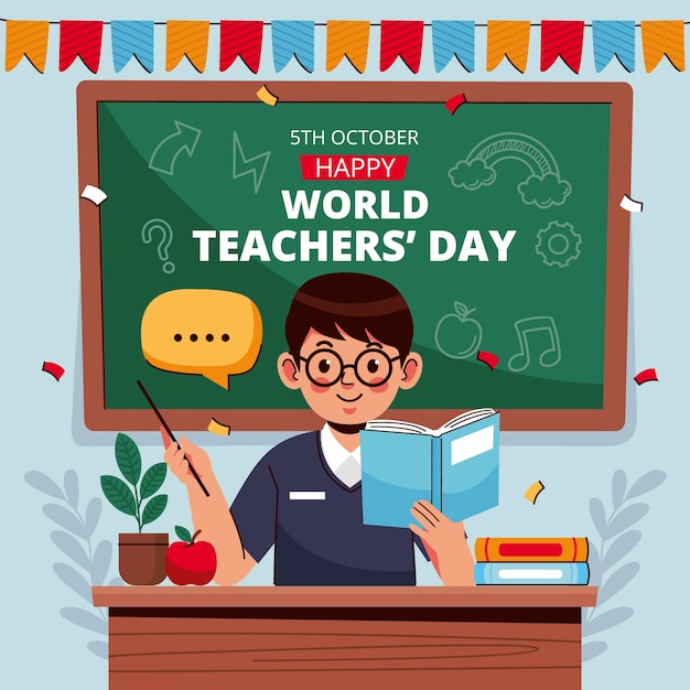 Ilustración plana para el día mundial del docente.
