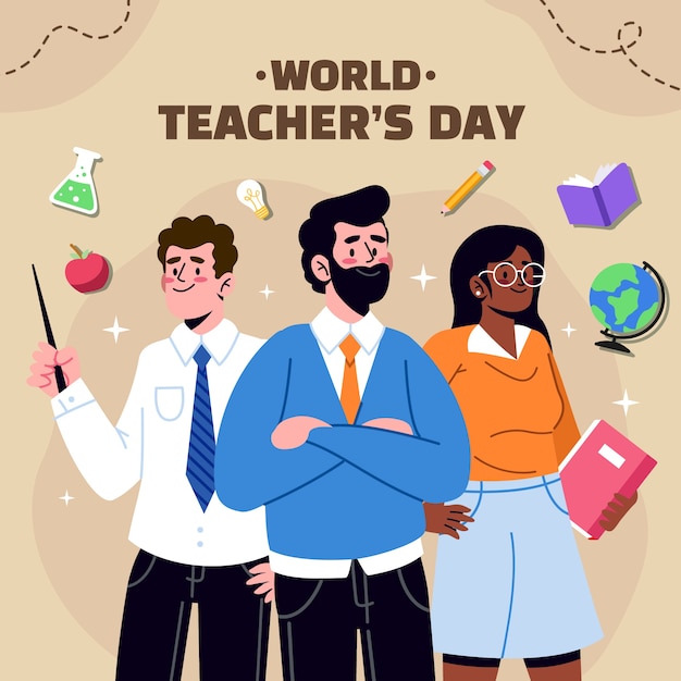 Vector gratuito ilustración plana para el día mundial del docente.