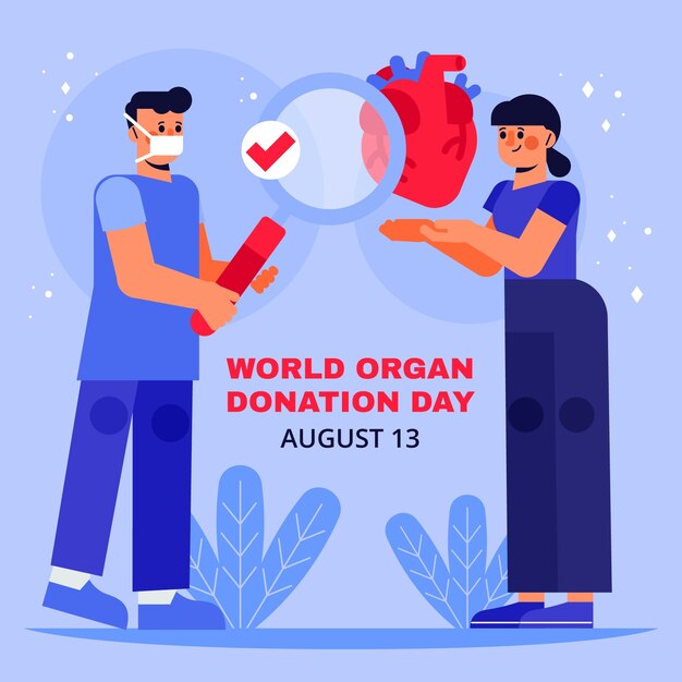 Ilustración plana del día mundial de la donación de órganos