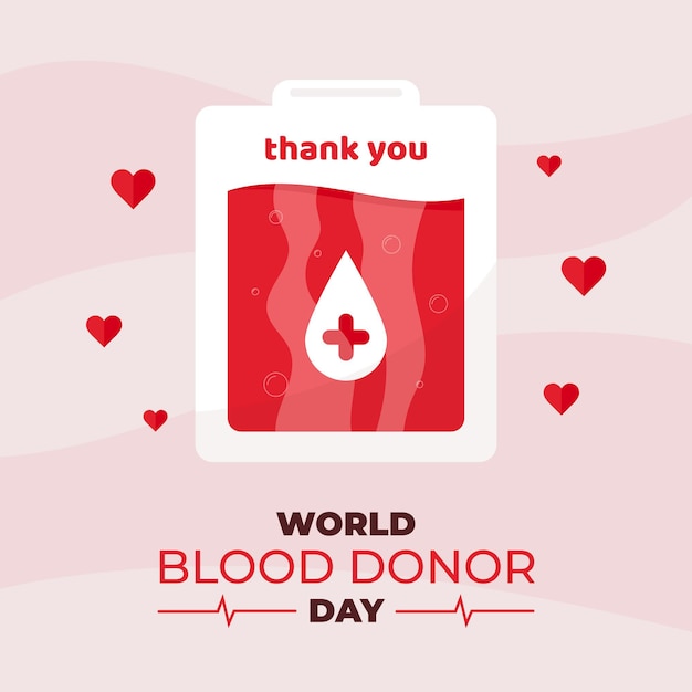 Ilustración plana del día mundial del donante de sangre