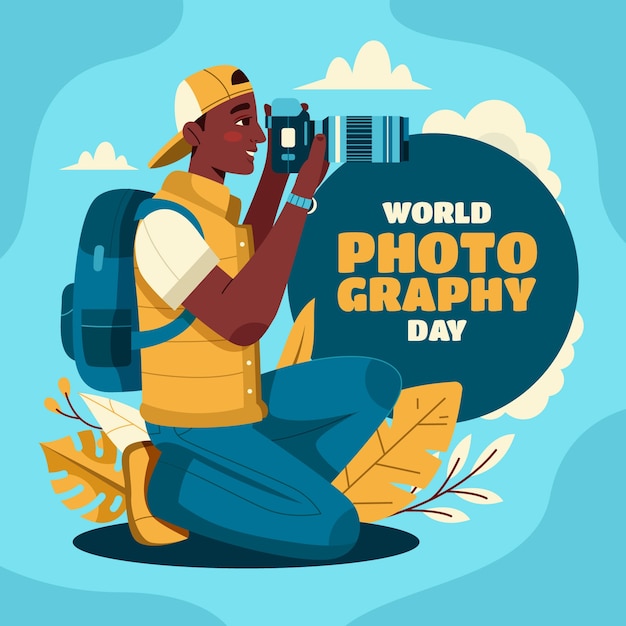 Vector gratuito ilustración plana del día mundial de la fotografía