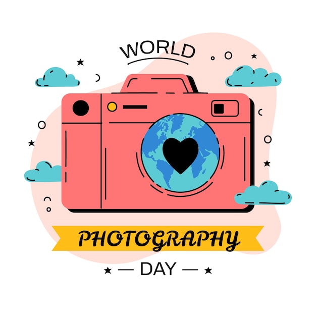 Vector gratuito ilustración plana del día mundial de la fotografía