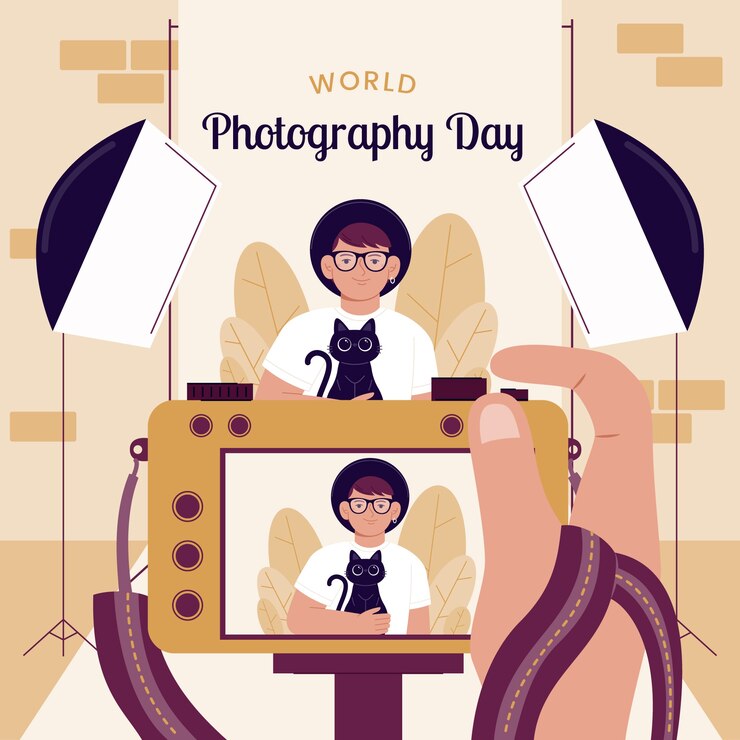 Vector gratuito ilustración plana para el día mundial de la fotografía.