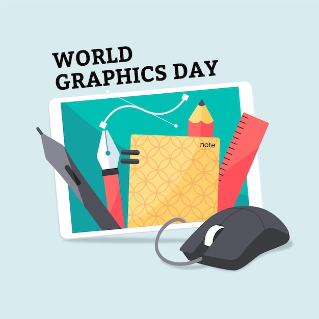Vector gratuito ilustración plana del día mundial de los gráficos