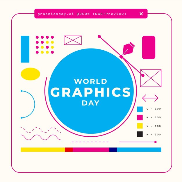 Ilustración plana del día mundial de los gráficos