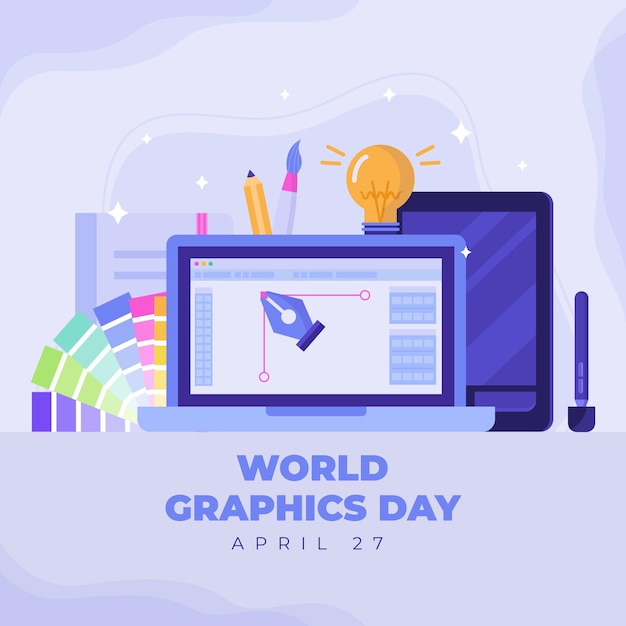 Vector gratuito ilustración plana del día mundial de los gráficos