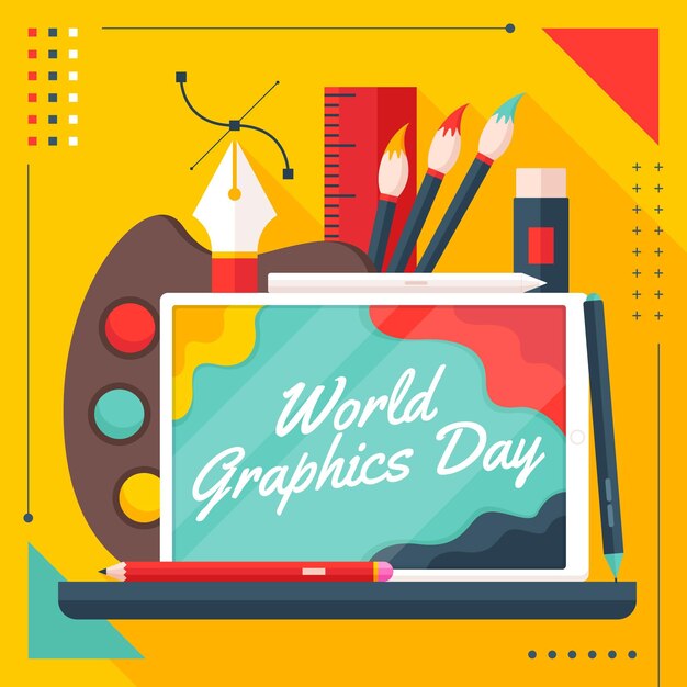 Ilustración plana del día mundial de los gráficos
