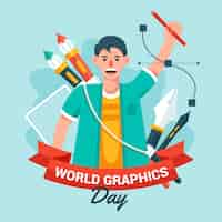 Vector gratuito ilustración plana del día mundial de los gráficos