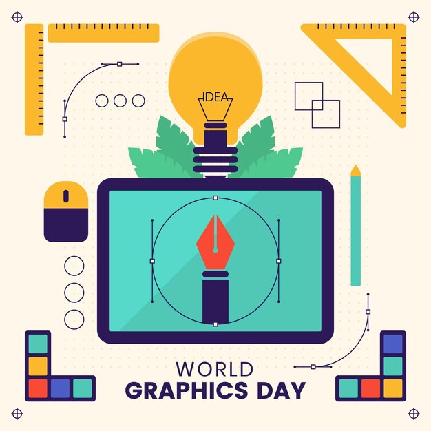 Ilustración plana del día mundial de los gráficos