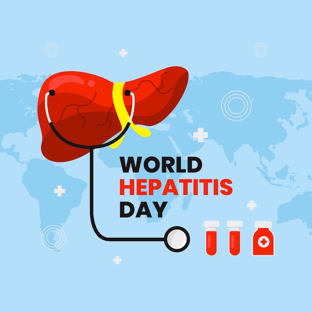 Ilustración plana del día mundial de la hepatitis