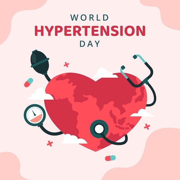 Vector gratuito ilustración plana para el día mundial de la hipertensión