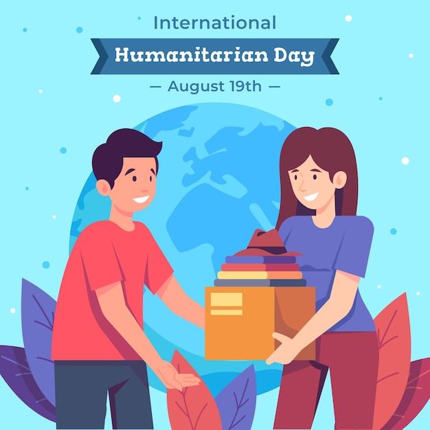 Ilustración plana del día mundial humanitario