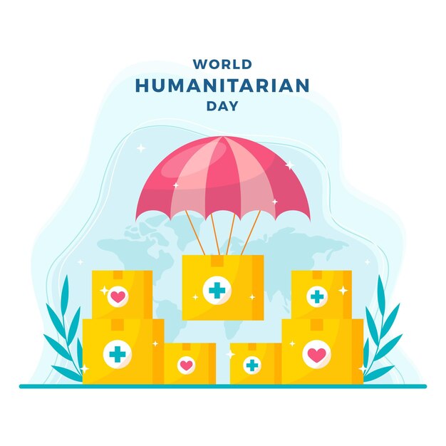 Ilustración plana del día mundial humanitario