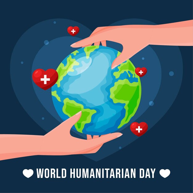 Ilustración plana del día mundial humanitario