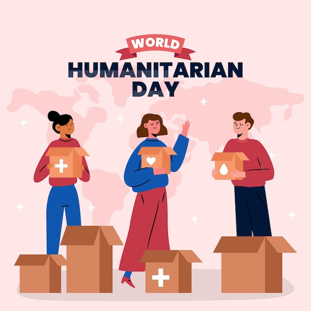 Vector gratuito ilustración plana del día mundial humanitario