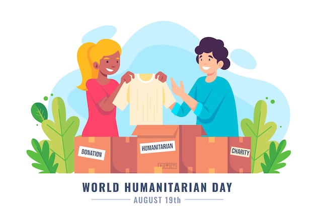 Vector gratuito ilustración plana del día mundial humanitario