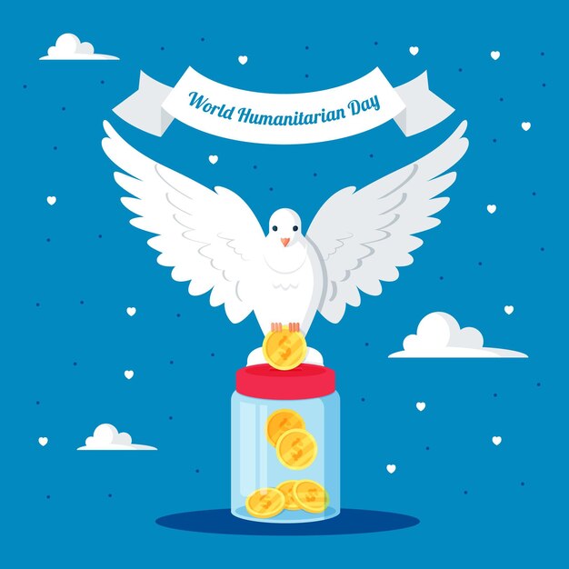 Ilustración plana del día mundial humanitario