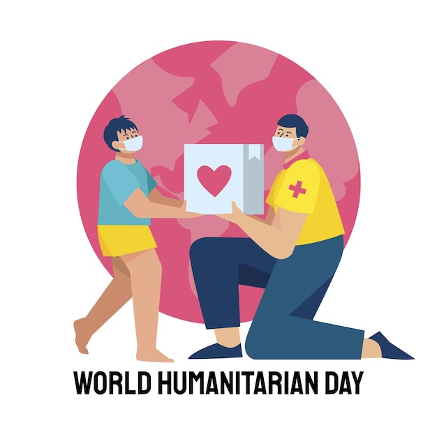 Ilustración plana del día mundial humanitario