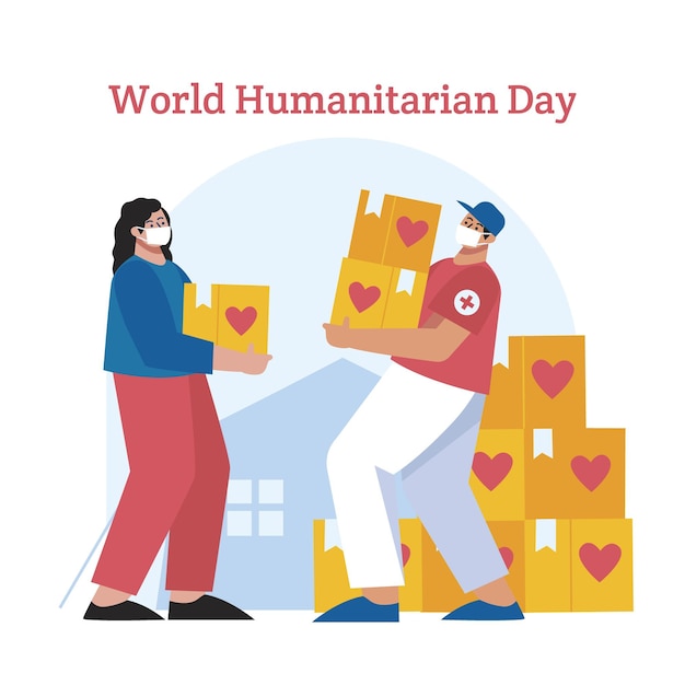 Ilustración plana del día mundial humanitario