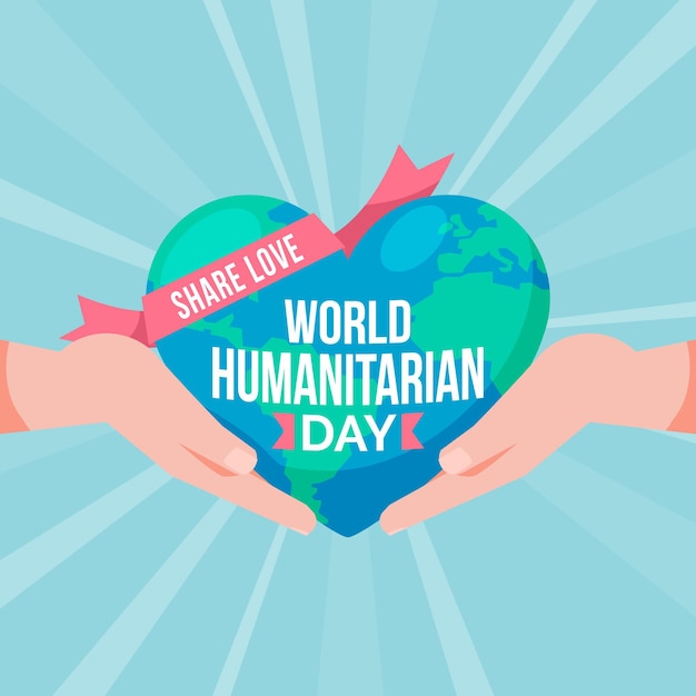 Ilustración plana del día mundial humanitario