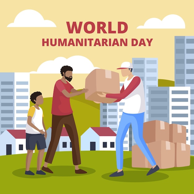 Ilustración plana del día mundial humanitario