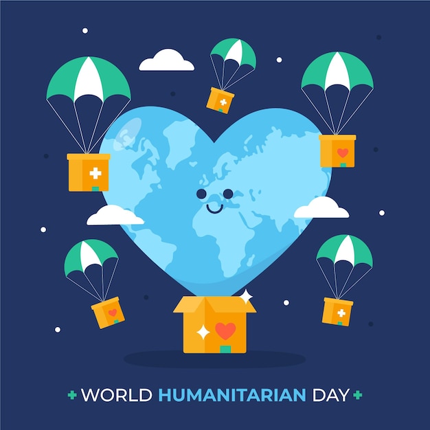 Ilustración plana del día mundial humanitario