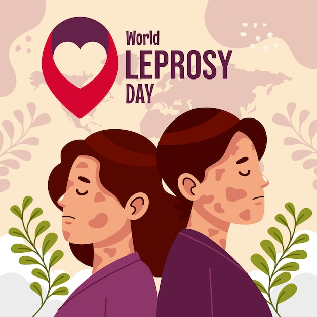 Ilustración plana del día mundial de la lepra