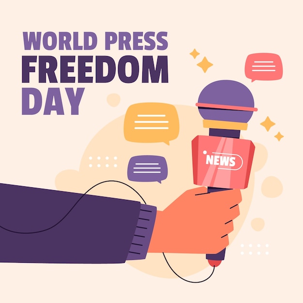 Ilustración plana del día mundial de la libertad de prensa