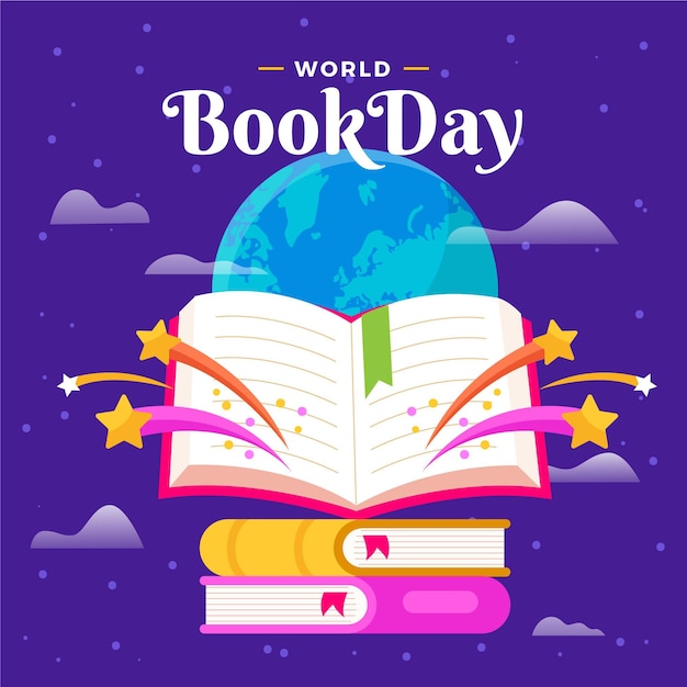 Vector gratuito ilustración plana del día mundial del libro