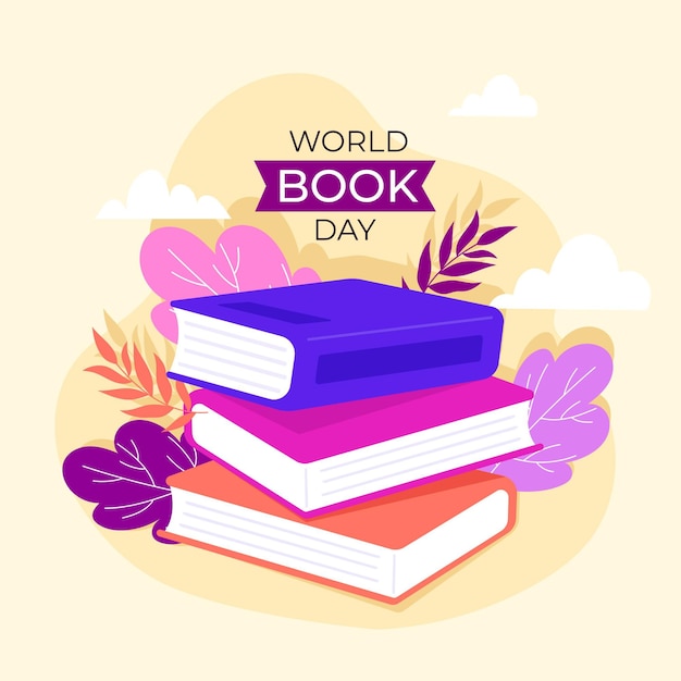 Vector gratuito ilustración plana del día mundial del libro