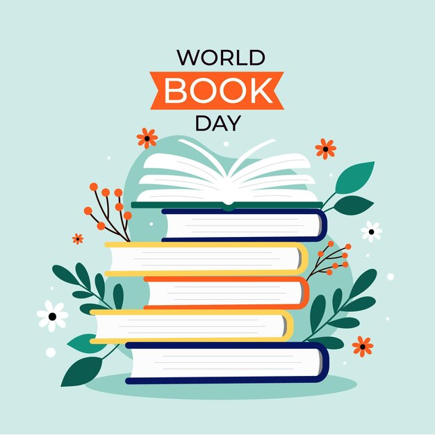 Ilustración plana del día mundial del libro