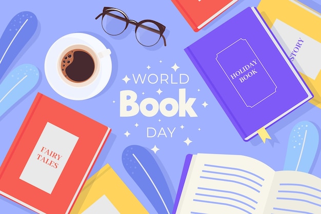 Ilustración plana del día mundial del libro