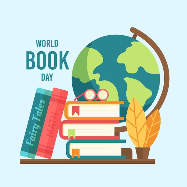 Vector gratuito ilustración plana del día mundial del libro